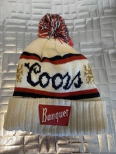 Coors Banquet Beer Knit Pom Beanie One Size Winter Cozy Warm NEW Golden Colorado