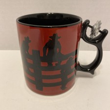 Spinners Department 56 Cowboy Fence Spur Coffee fidget Mug Red Black 