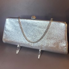 Vintage 50 s-60 s BAG / CLUTCH Vinyl CHAIN STRAP Snap Rhinestone CLOSURE