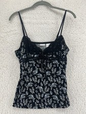 VTG Y2K No Boundaries Women s Camisole Size Large Black Floral Fairy Whimsigoth