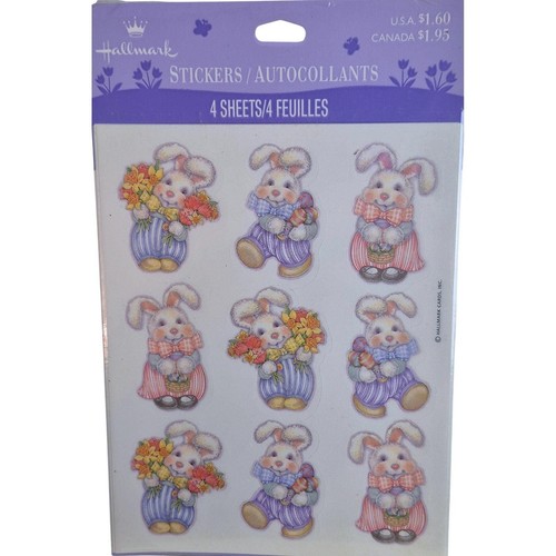 Hallmark Vintage Easter Bunny Sticker Sheets 4 Pack 7LW7294 Multicolor