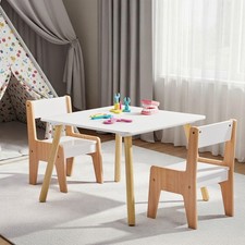 Student Table & Chair Set Wood Study Set Kids Play Learning Drawing Activity
