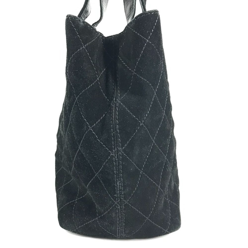 CHANEL CC Coco Mark Stitch Matelassé Quilted Tote Bag Handbag Suede Black Auth - Picture 4 of 10