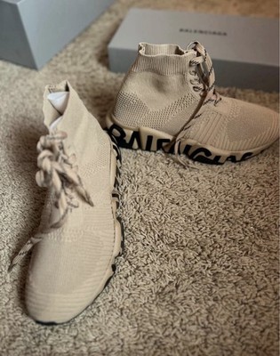 Size 9 - Balenciaga Speed 2.0 Lace Up Sneaker Beige W for sale