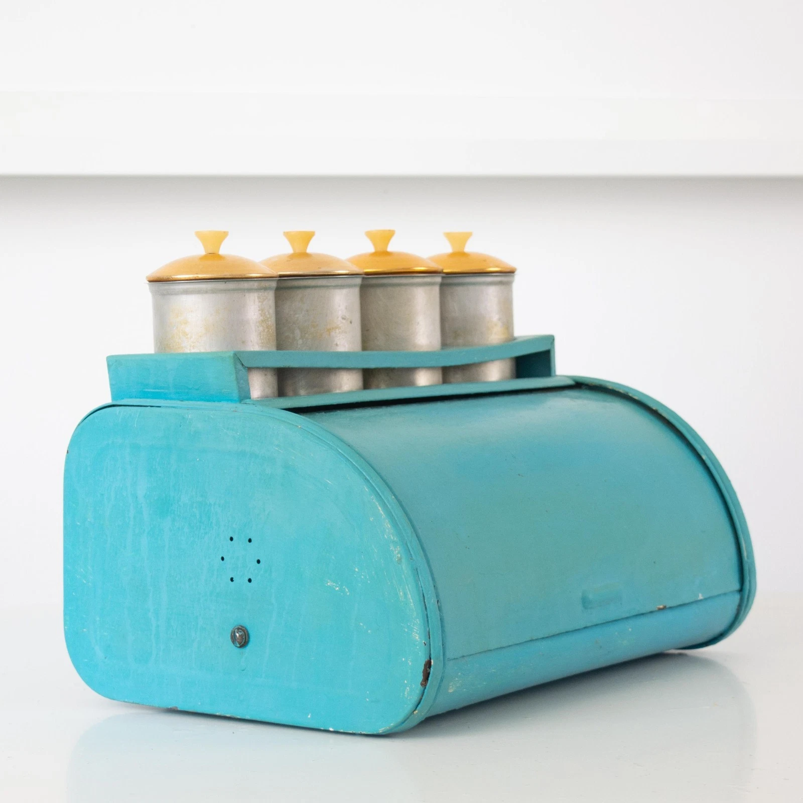 Vintage Mid-Century Metal Bread Box: Space Age Kitchen Storage
Opens in a new window or tab