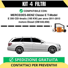 Kit 4 Filtri Tagliando per MERCEDES-BENZ Classe E T-Model E 350 CDI 4matic 19...
