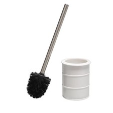 Modern Ridged Metal Toilet Brush White - Elle D cor: Stainless Steel 