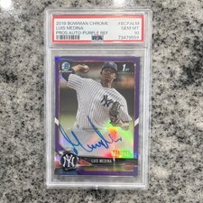 Pop: One of EIGHT; Luis Medina Auto Rookie Purple Graded Baseball Card PSA 10
