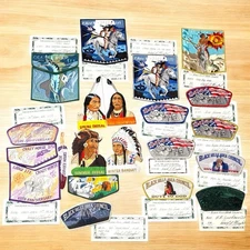 BOY SCOUTS OA Crazy Horse 171 Patch Lot Signed Artist Cards Black Hills BSA