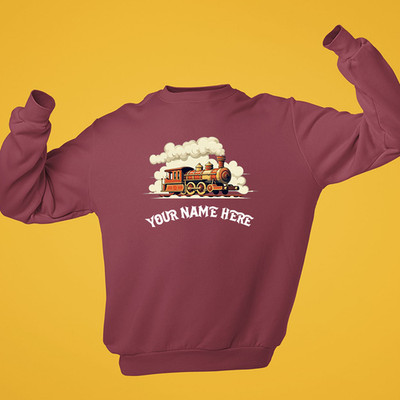 Personalisiertes individuelles Namen Dampfeisenbahn Sweatshirt Vintage Lok Eisenbahn Geschenk