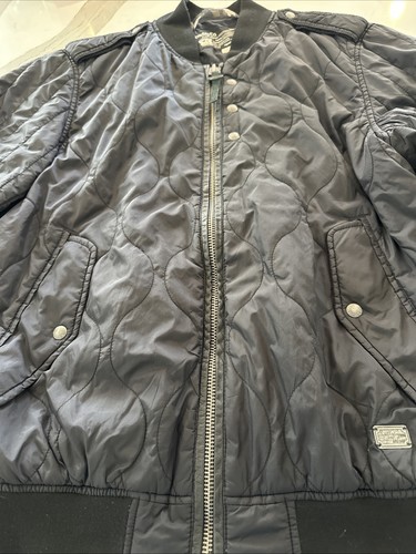 Diesel Men’s Bomber Flight Jacket Black Size XL Talon Zip Up Button Up - Picture 2 of 20