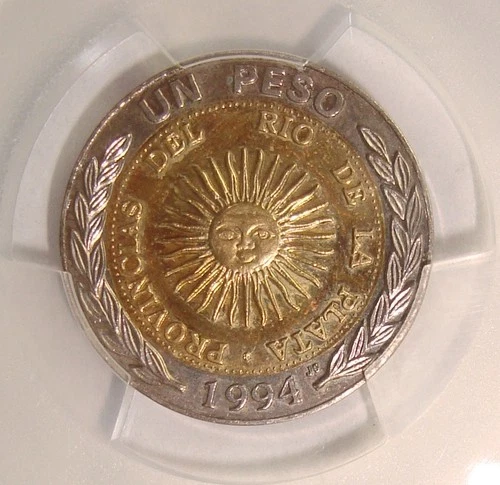 1994 Argentina Bi-Metallic Pattern Peso PCGS SP65