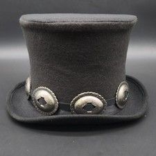 Rock Star Top Hat Concho Black Felt Victorian Mad Hatter Slash Cosplay Costume