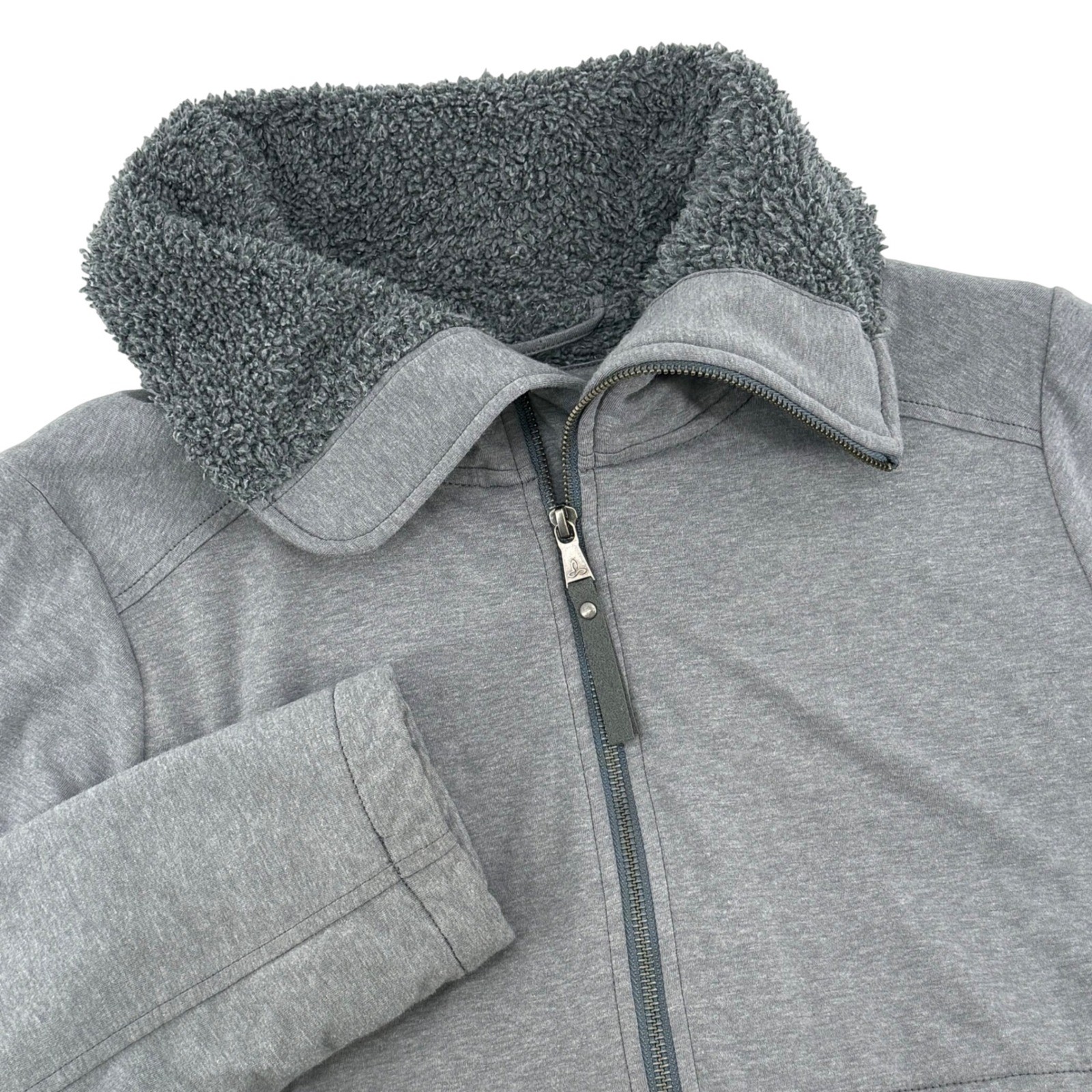 Prana Jacket Womens Large Gray Full Zip Plush Sherpa lined
