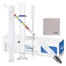 Triple Scale Hydrometer and Glass Test Jar for Wine, Beer, Mead & Cider - ABV...