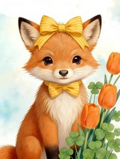 Cute Fox Animal 5D Diamond Art Kit for Adults DIY Wall Decor Full Drill Canvas