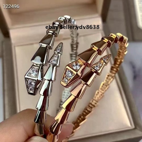 New 925 Sterling silver Snake CZ Bracelet Size:18cm - Rose Gold
