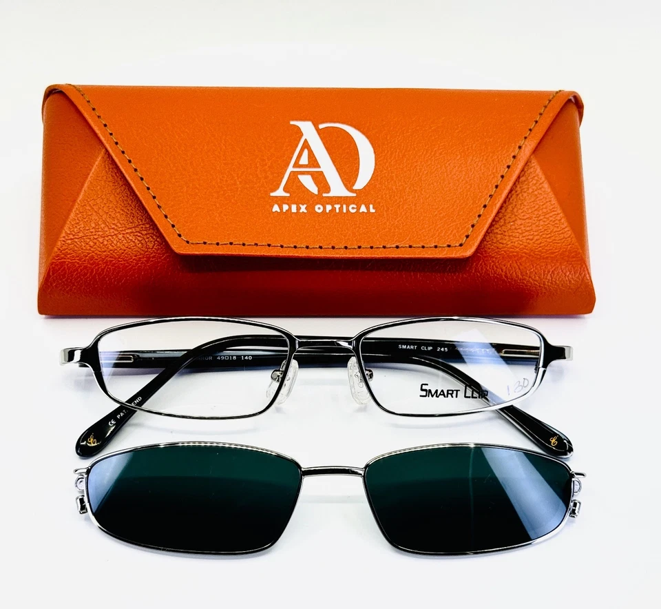 ELITE EYEWEAR CLIP INTELIGENTE 245 ESPEJO Plata Rectángulo Anteojos 49-18-140 B:25 Foto 2 de 4