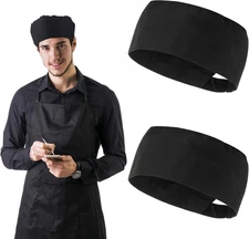 2Pcs Unisex Chef Hats - Adjustable Kitchen Caps for Cooking & Food Service - Bla