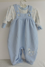 Vintage little impressions by HealthTex 2-piece Baby Blue Newborn Overall Set