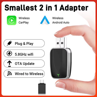 NEU Wireless Mini Box 2in1 Carplay Android Auto Wireless Adapter Smart Mini Box 