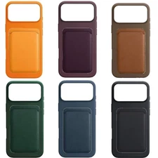 Leather 2 in 1 Magsafe Case With Wallet Card For iPhone Air 17 Pro Max With Logo