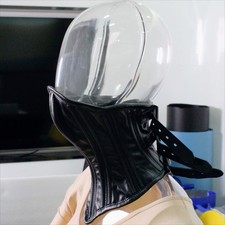 PU Leather Neck Collar Slave Long Corset Harness Restraint BDSM Bondage Roleplay