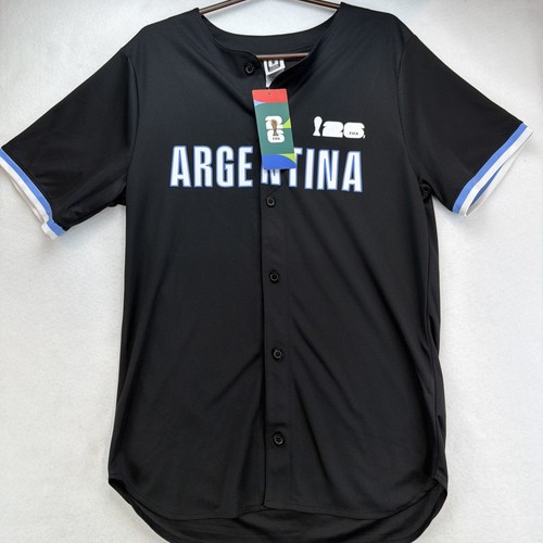 FIFA 2026 World Cup Shirt Baseball Jersey Black Button Down Argentina Mens M NWT