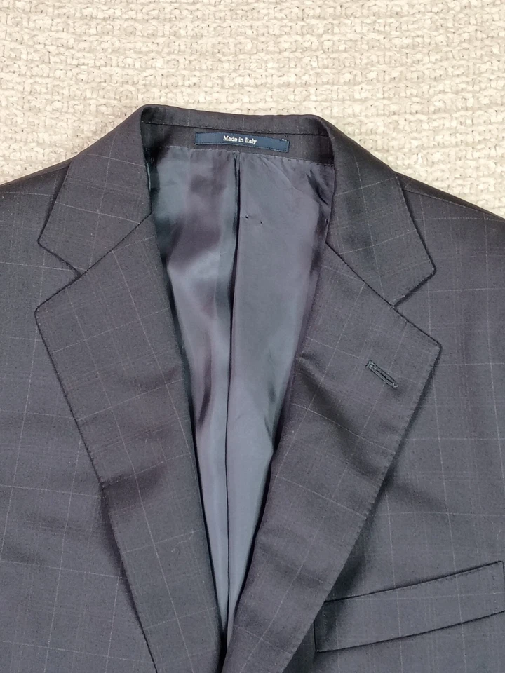 Ermenegildo Zegna Blazer Suit Jacket Mens 44R Blue Windowpane 2 Button Wool - Image 2 of 4