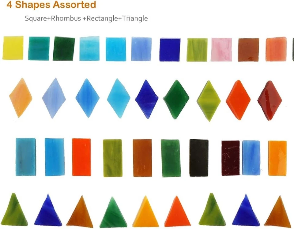 Glass Mosaic Tiles 1050 Pieces Mix Shapes Colorful Crafts Art Deco Water Resi... - Image 4 of 4