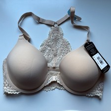 NWT Maidenform Women s 34C Beige RACERBACK Bra w Lace MRSP 44