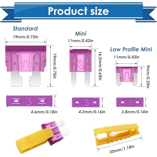Car Fuses Assortment Kit with Fuse Puller and Circuit Tester - Standard 203Pcs