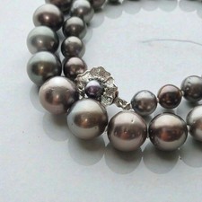 Black South Sea Pearl Necklace, 8.5-13mm Large Pearls, Silver Clasp, Formal