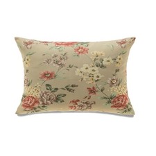 Pink And White Florals On Beige Pillow Cover