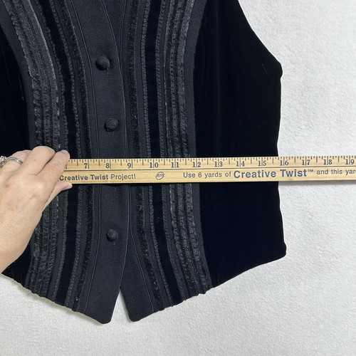 Y2K Black Wool Silk Velvet Vest Waistcoat 6 Tailored Goth Grunge Dark Preppy - Picture 5 of 7