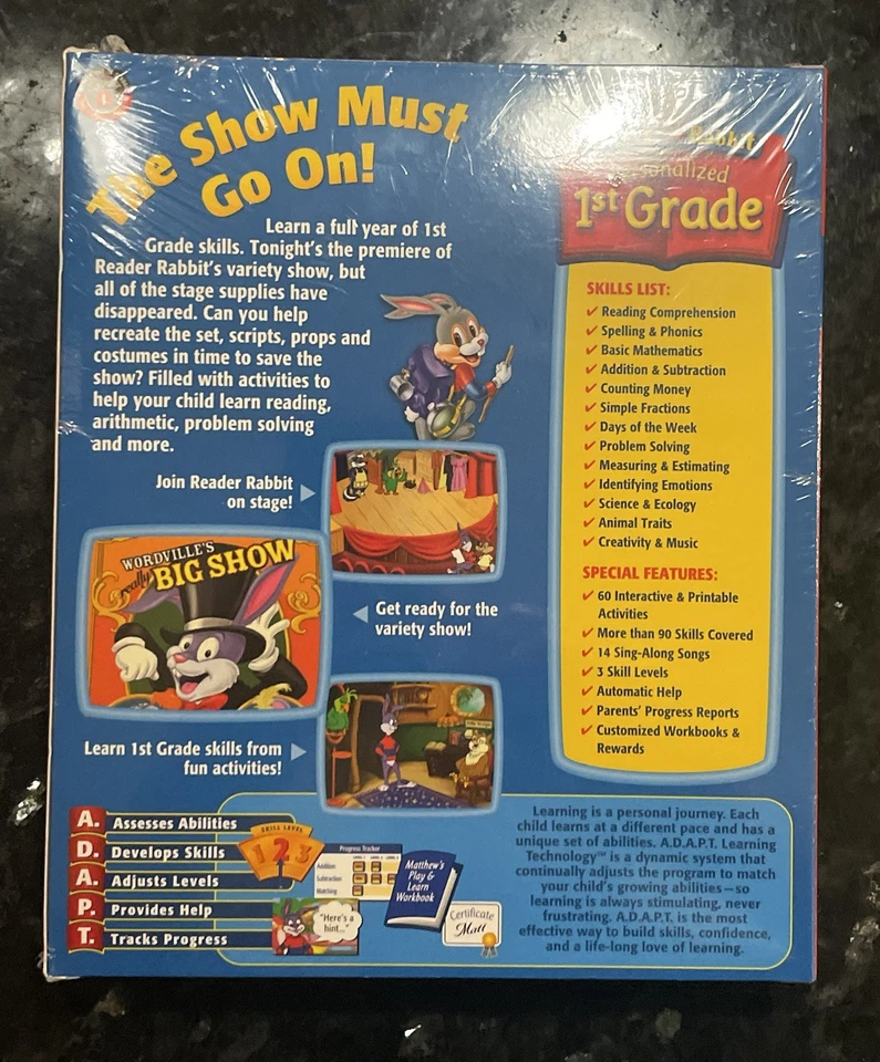 Reader Rabbit Deluxe 2 Cd Personalized 1st Grade Reading Spelling Math Sealed - Image 2 of 4