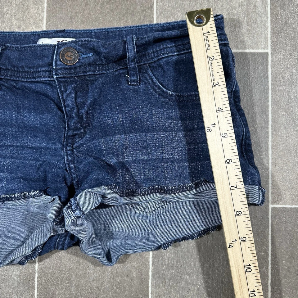 Pantalones Cortos Hollister Denim Oscuro Talla 1 25" Cintura Puños Cortos-Cortos Bajos Foto 3 de 4