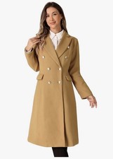 Allegra K Double Breasted Coat for Women's Notched Lapel Collar Classic Winter