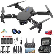 RC Drone With 4K HD Dual Camera WiFi FPV Foldable Quadcopter Aircraft 4 Battery
