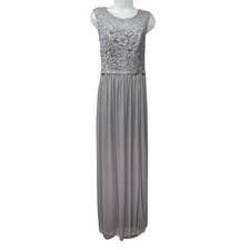 David’s Bridal Gray Long Formal Lace Bodice Sleeveless Dress Bridesmaid Size 4