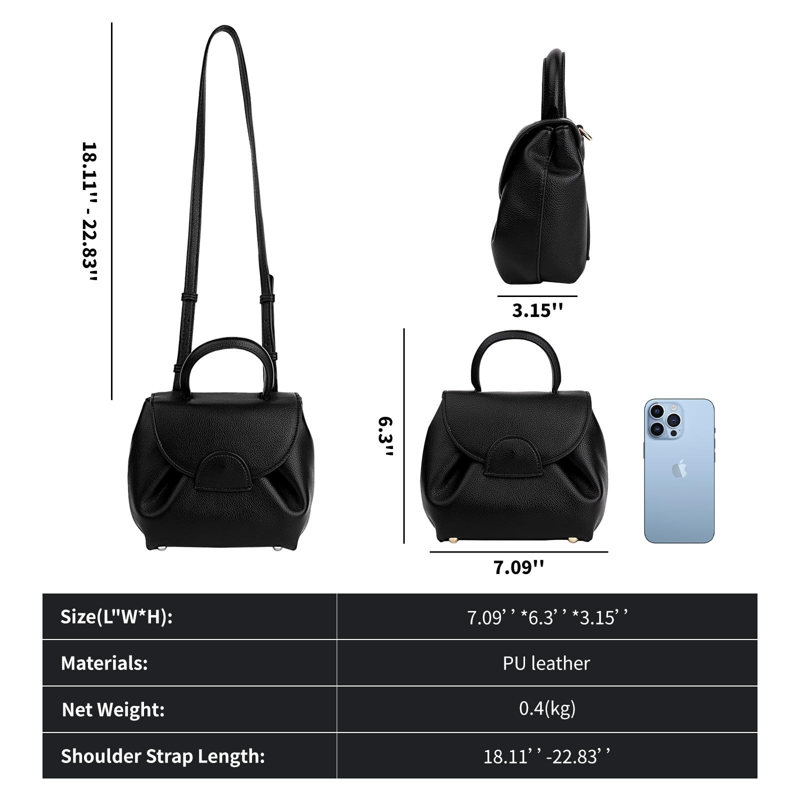 Polene Bags for Women,Women's Top-Handle Handbags,Top Handle Black