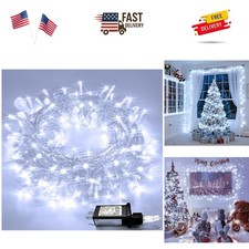 33ft 100 LED White Christmas Lights, 8 Modes Connectable Clear Wire Twinkle F...