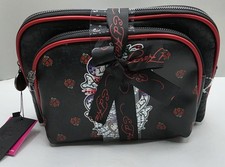Ed Hardy Black Red Hearts  Black Ed Hardy Print 2pc Cosmetic Bag Set R03314