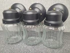 Vintage Lot of 3 Jelly Jar Porch Light Wall Sconce Black Metal Glass UNION MADE
