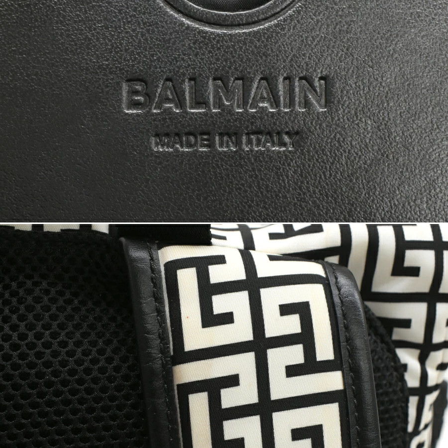 BALMAIN Backpack Rucksack Monogram Nylon White Bl… - image 9
