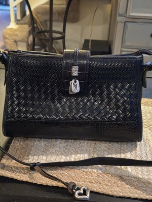 Brighton Bree Woven Handbag Purse Bag Leather Plaid Liner