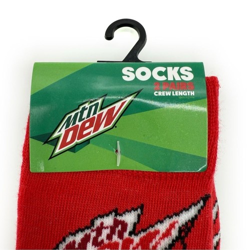 Mountain Dew Baja Blast Code Red Crew Socks Mens Womens Fun Gift Red Green - Picture 2 of 7