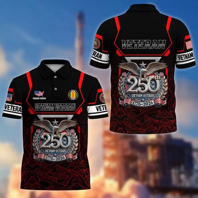 250th Anniversary USA Polo Shirt, Proudly Served Patriotic Shirt Vietnam Veteran