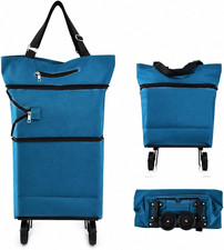 Collapsible Shopping Cart with 360  Swivel Wheels, Portable Folding Trolle-Y Gro