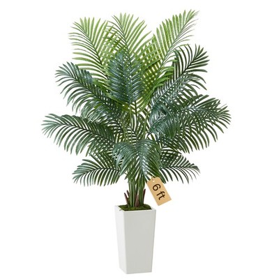 VEVOR Künstliche Areca Palme 1,8m Kunstpalmen mit weißem Topf Kunstpflanze